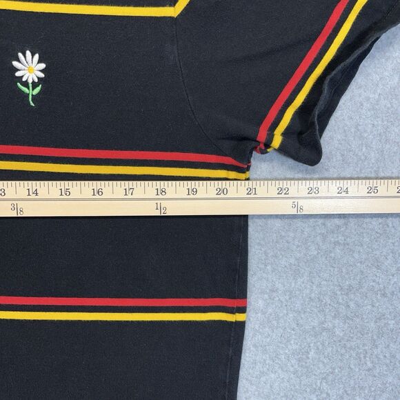 Vans Sunflower Stripe T-Shirt Womens Large Black Red Yel Embroidered VN0A4PPNKCZ - Picture 9 of 15